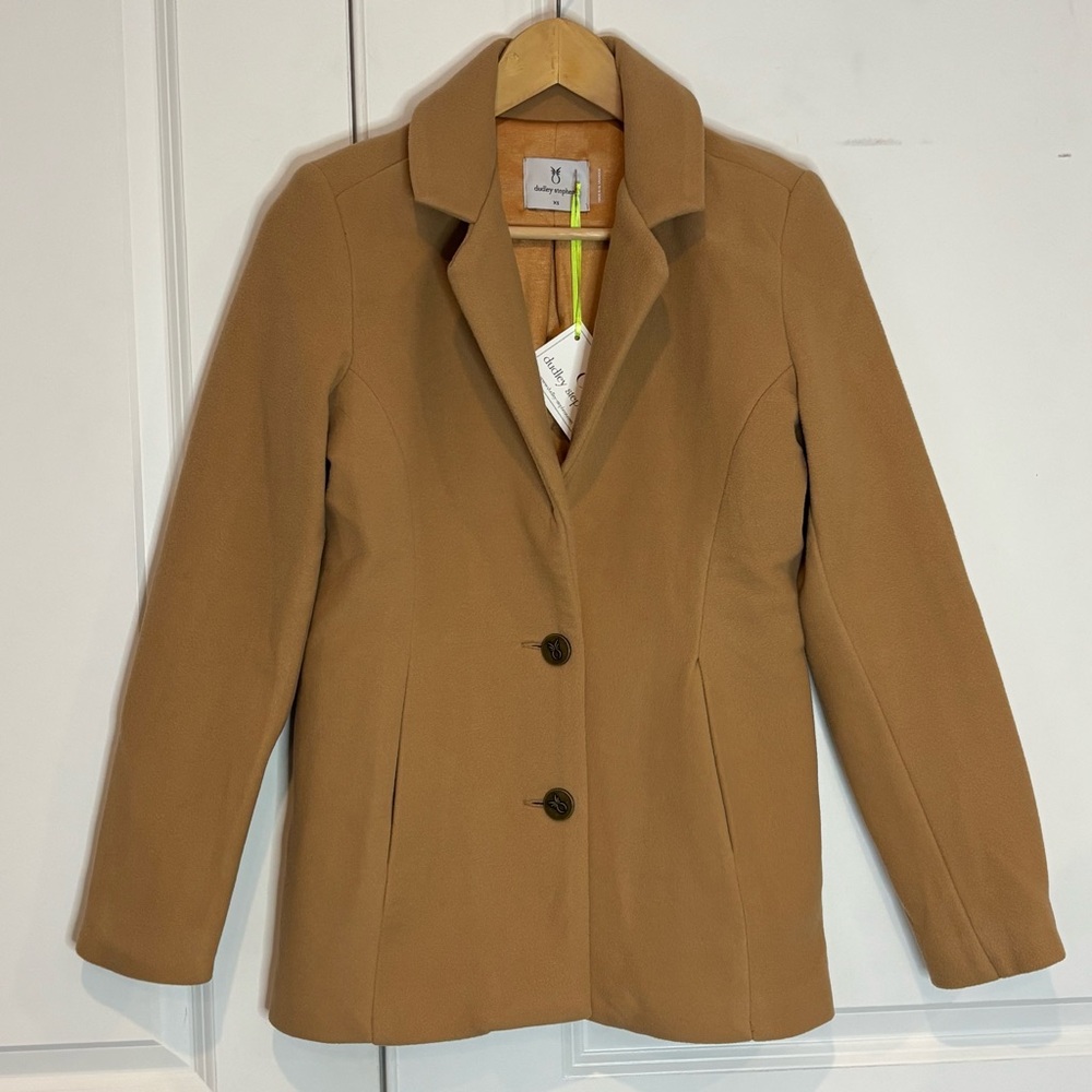 NWT Dudley Stephens Wellington Blazer Vello Fleece Camel Tan XS